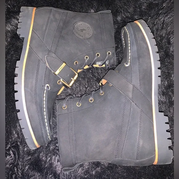 POLO RALPH LAUREN BLACK NUBUCK RANGER BOOTS